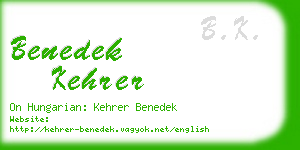 benedek kehrer business card